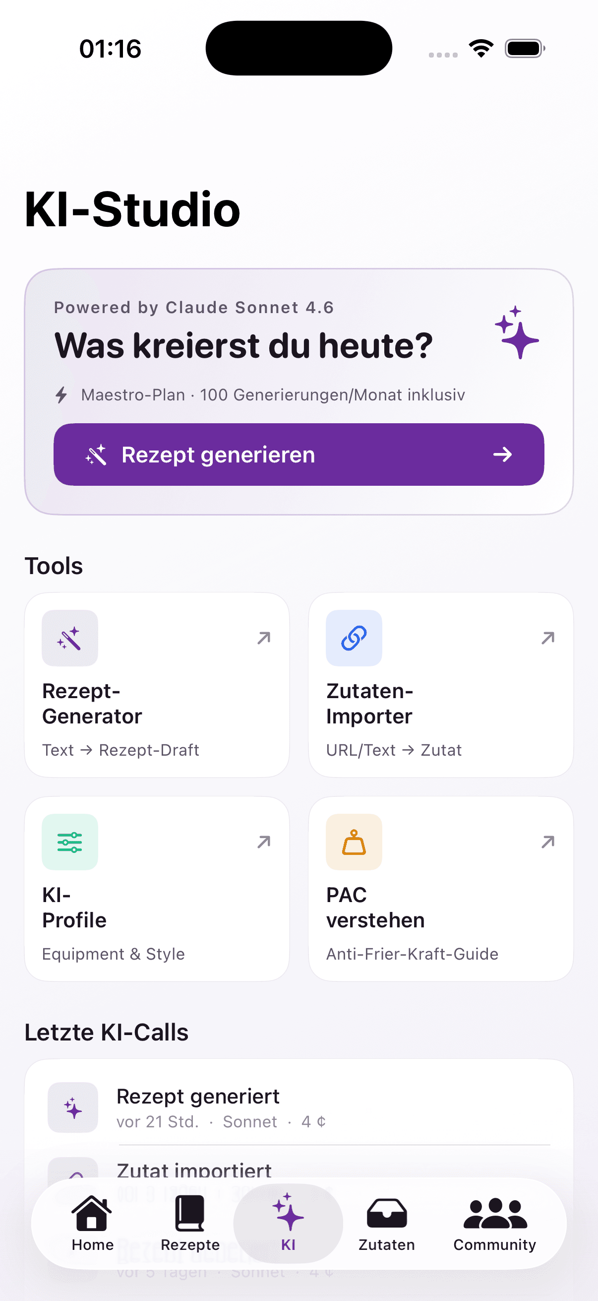 Glacelia App-Inhalt